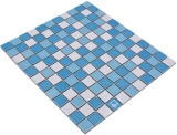 Keramik Mosaik Schwimmbadmosaik Mosaikfliese blau weiss glnzend Duschwand MOS18-0407