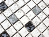 Keramik Mosaik wei schwarz grau struktur Mosaikfliese Bad MOS18-0307