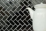 Fischgrt Mosaikfliese Keramik schwarz glnzend MOS24-CHB6BG