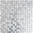 Handmuster Mosaik Fliese Aluminium Transluzent Alu Glasmosaik Crystal silber MOS49-A309F_m