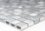 Handmuster Mosaik Fliese Aluminium Transluzent Alu Glasmosaik Crystal silber MOS49-A309F_m