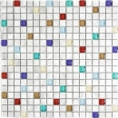 Handmuster Mosaik Fliese Aluminium Transluzent Alu Glasmosaik Crystal silber bunt MOS49-A702_m