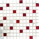 Handmuster Mosaik Fliese Aluminium Transluzent Alu Glasmosaik Crystal silber rot MOS49-O301F_m