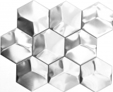 Handmuster Mosaik Fliese Edelstahl silber Hexagon 3D Stahl gebrstet Fliesenspiegel Kche MOS129-HXM20SD_m