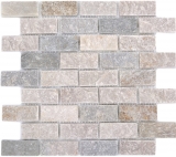 Quarzit Naturstein Mosaik Fliese Brick beige grau Wand Boden Dusche Kchenrckwand Fliesenspiegel - MOS36-0208