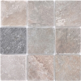 Quarzit Naturstein Mosaik Fliese beige grau Wand Boden Dusche Kchenrckwand Fliesenspiegel Bad - MOS36-0210