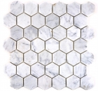 Mosaik Fliese Marmor Naturstein Hexagon Marmor wei Carrara MOS44-0103_f
