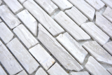 Handmuster Mosaik Fliese Marmor Naturstein Brick Marmor grau Streifen MOS40-MOSBrick2012_m