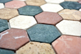 Handmuster Mosaik Fliese Marmor Naturstein creme beige rot grn Hexagon Random MOS42-1213_m