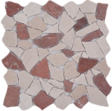 Mosaik Bruch Marmor Naturstein rot beige Polygonal Rosso Verona Spritzschutz Fliesenspiegel Wand Kche - MOS44-1002