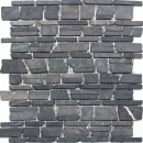 Mosaik Marmor Naturstein schwarz anthrazit Brickmosaik Backsteinverband Fliesenspiegel Wandverblender - MOS40-0210