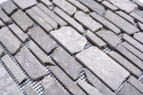 Mosaik Marmor Naturstein hellgrau silber seifengrau Brickmosaik Backsteinverband Wandverblender Kche - MOS40-0230