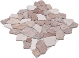 Mosaik Bruch Marmor Naturstein beige rot Polygonal Rosso Cream Fliesenspiegel Wandverblender Kche - MOS44-30-130