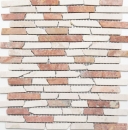 Mosaik Marmor Naturstein beige rot Brick RossoCream Verbund Stbchen Spritzschutz Fliesenspiegel Kche - MOS40-0135