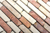 Mosaik Marmor Naturstein beige rot Brick RossoCream Verbund Stbchen Spritzschutz Fliesenspiegel Kche - MOS40-0135