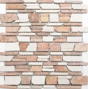 Mosaik Marmor Naturstein beige creme rot teracotta Brickmosaik Backsteinverband Spritzschutz Kche Wand - MOS40-0225