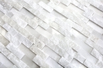 Mosaik Fliese Marmor Naturstein Brick Splitface wei 3D klein MOS40-3D11_f