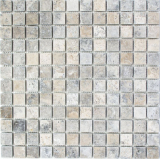 Travertin Mosaikfliesen Terrasse Wand Boden Naturstein hellgrau silber beige Fliesenspiegel Wandfliese Kchenfliese Duschtasse - MOS43-47023