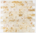 Handmuster Mosaik Steinwand Marmor Naturstein Brick Splitface sunny beige 3 D MOS42-X3D46_m