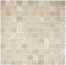 Handmuster Retro Vintage Mosaik Fliese ECO Recycling GLAS ECO beige patchwork MOS145-P-50_m