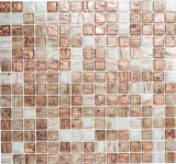 Glasmosaik Mosaikfliesen wei braun bronze Duschrckwand Fliesenspiegel MOS54-1302