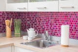 Mosaik Fliese Glasmosaik Crystal Milchglas pink klar matt gefrostet MOS68-CF47