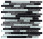 Mosaikfliese Stbchen Glasmosaik silber grau schwarz Struktur Metall Optik MOS86-1703