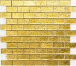 Handmuster Mosaikfliese Transluzent Brick Glasmosaik Crystal gold Struktur MOS120-0784_m