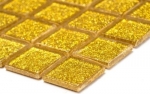 Handmuster Mosaikfliese Transluzent Glasmosaik Crystal gold gehmmert MOS60-0707_m