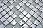 Mosaikfliese Glasmosaik electroplated Silber Glas matt gefrostet MOS92-0217