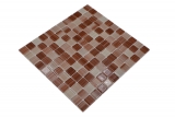 Glasmosaik Mosaikfliesen Strich beige braun Fliesenspiegel Duschwand MOS64-1209