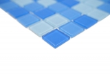 Mosaik Fliesen Glasmosaik hellblau mittelblau Schwimmbadmosaik Poolmosaik MOS62-0404