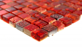 Handmuster Mosaikfliese Transluzent rot Glasmosaik Crystal Resin rot BAD WC Kche WAND MOS92-0904_m