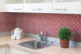 Glasmosaik Mosaikfliese rot Resin dunkelrot BAD WC Kchenfliese WAND Fliesenspiegel - MOS92-0904