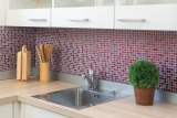 Glasmosaik Mosaikfliese rot pink Resin matt Milchglas gefrostet Fliesenspiegel Kche - MOS92-0911