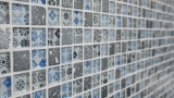 Kunststein Rustikal Mosaikfliese Glasmosaik Resin blau schwarz silber wei Fliesenspiegel Wand Kche Bad WC - MOS83-CB07