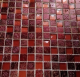 Kunststein Rustikal Mosaikfliese Glasmosaik Resin dunkelrot feuerrot BAD WC Kchenrckwand Fliesenspiegel Wand - MOS82-0906