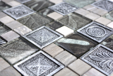 Glasmosaik Kunststein Mosaikfliesen Resin silber grau anthrazit Ornament Fliesenspiegel Wand WC - MOS88-0280