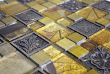 Glasmosaik Kunststein Mosaikfliesen Resin gold grau silber Ornament Fliesenspiegel Wand Bad Kche - MOS88-0790