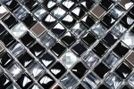 Handmuster Mosaikfliese Transluzent Edelstahl schwarz Glasmosaik Crystal Stahl schwarz Glas MOS92-0304_m