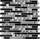 Glasmosaik Stbchen Edelstahl silber schwarz Fliesenspiegel Kchenwand MOS67-GV478