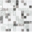 Glasmosaik Mosaikfliesen Edelstahl Stahl wei MOS88-01699