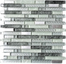 Glasmosaik Stbchen Mosaikfliesen Edelstahl weiss silber grau MOS87-MV698