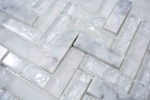 Glas Naturstein Marmor Mosaikfliese wei klar carrara Fischgrt Bruchglas Kchenrckwand Fliesenspiegel WC - MOS87HB-0111