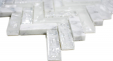 Glas Naturstein Marmor Mosaikfliese wei klar carrara Fischgrt Bruchglas Kchenrckwand Fliesenspiegel WC - MOS87HB-0111