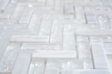 Glas Naturstein Marmor Mosaikfliese wei klar carrara Fischgrt Bruchglas Kchenrckwand Fliesenspiegel WC - MOS87HB-0111