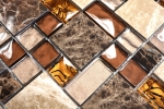 Naturstein Glasmosaik Marmor Mosaikfliesen beige braun creme orange Kchenwand Fliesenspiegel - MOS88-1303