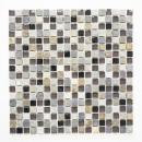 Handmuster Mosaikfliese Transluzent beige braun grau schwarz Glasmosaik Crystal Stein MOS92-0209_m