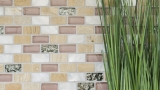 Mosaik Stbchen Verbund Naturstein Mosaikfliese beige rose perlmutt Brick Glasmosaik Muschel Kchenrckwand Bad WC - MOS87-B05S