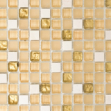 Glasmosaik Naturstein Mosaikfliese wei matt gold creme Milchglas Fliesenspiegel Kche - MOS92-1201